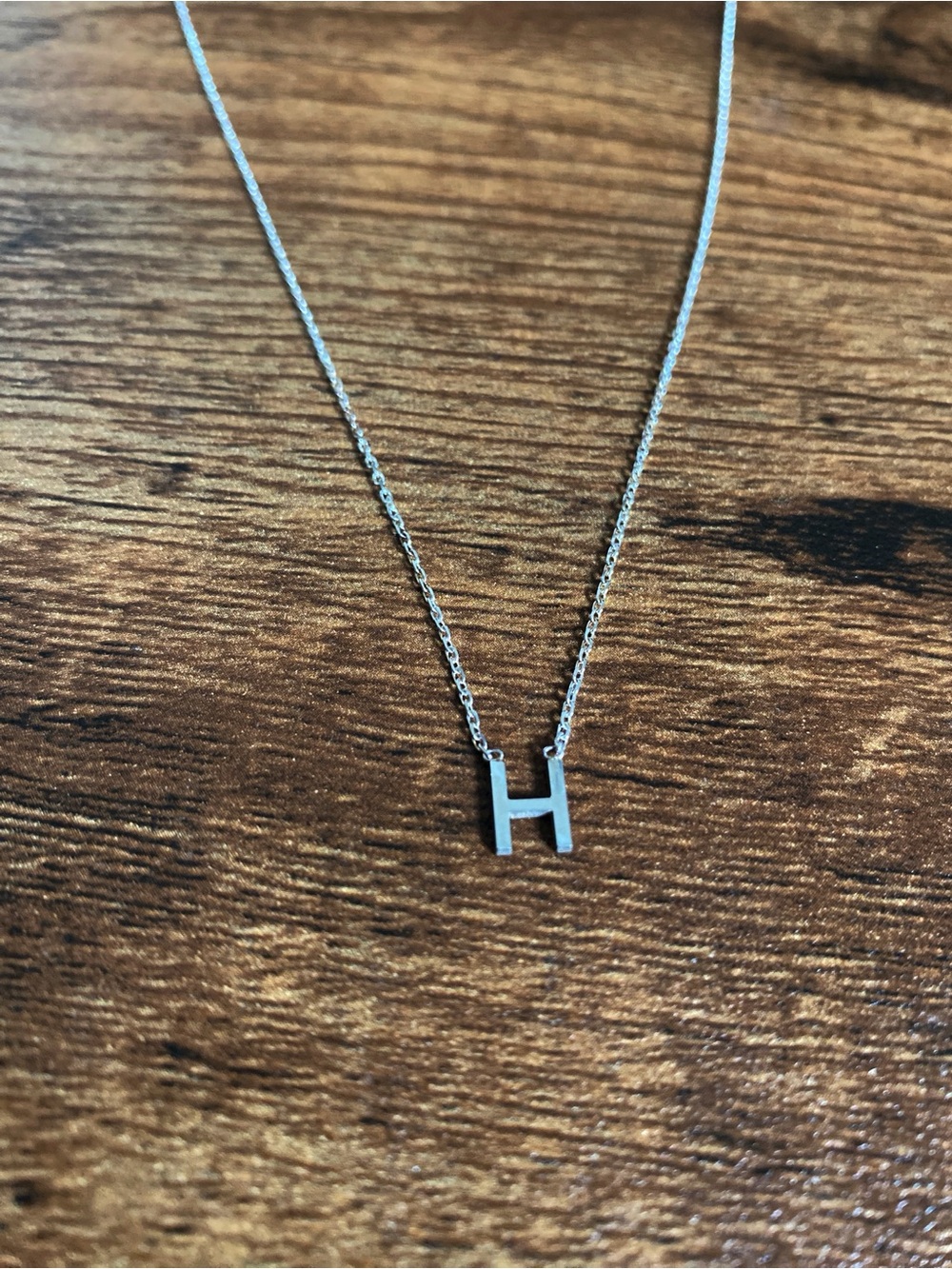 Sterling silver 925 minimalist modern initial “ H” pendant necklace